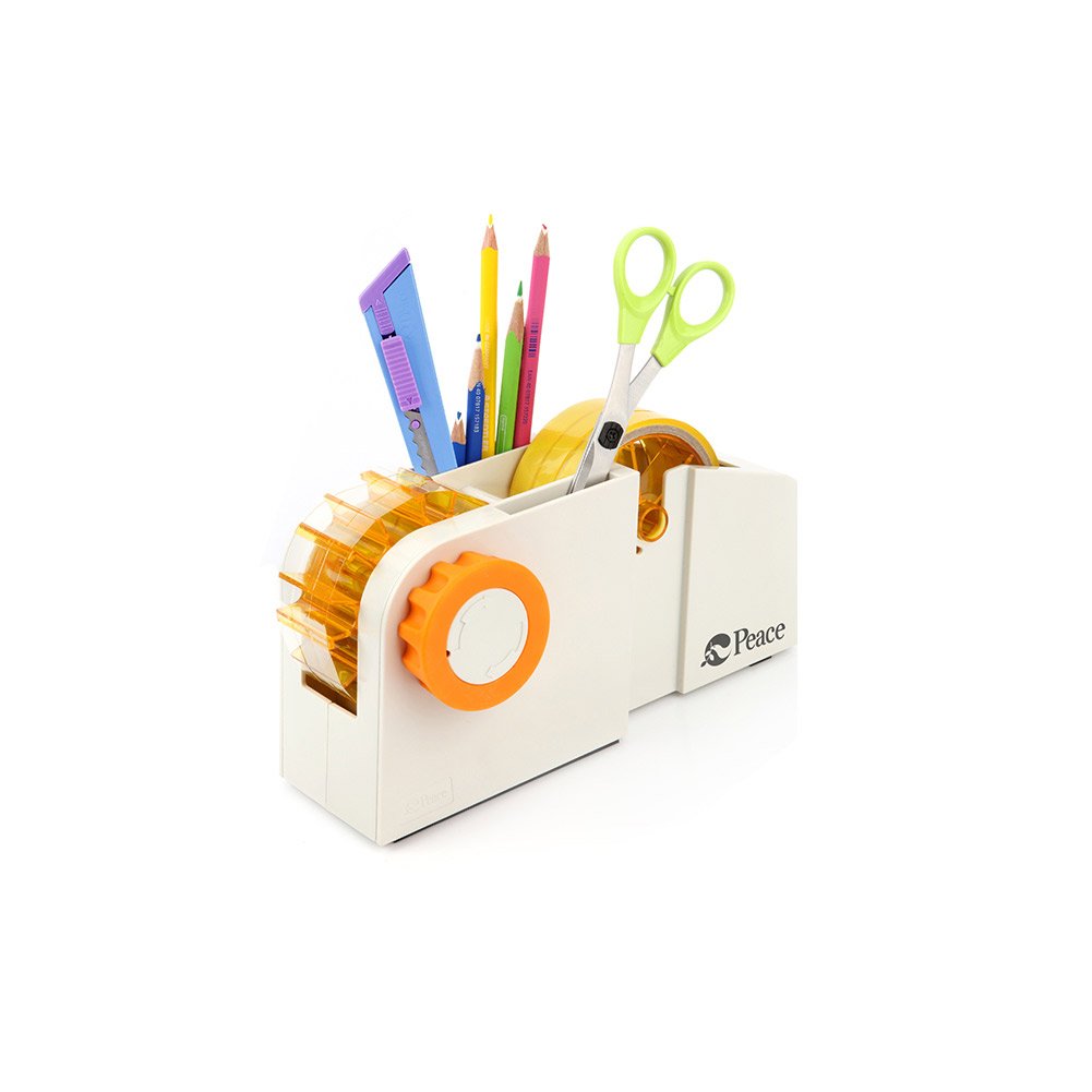 Black Peace Tape Dispenser - Heavy Duty Desktop Organizer for Office Supplies, Home & School Use