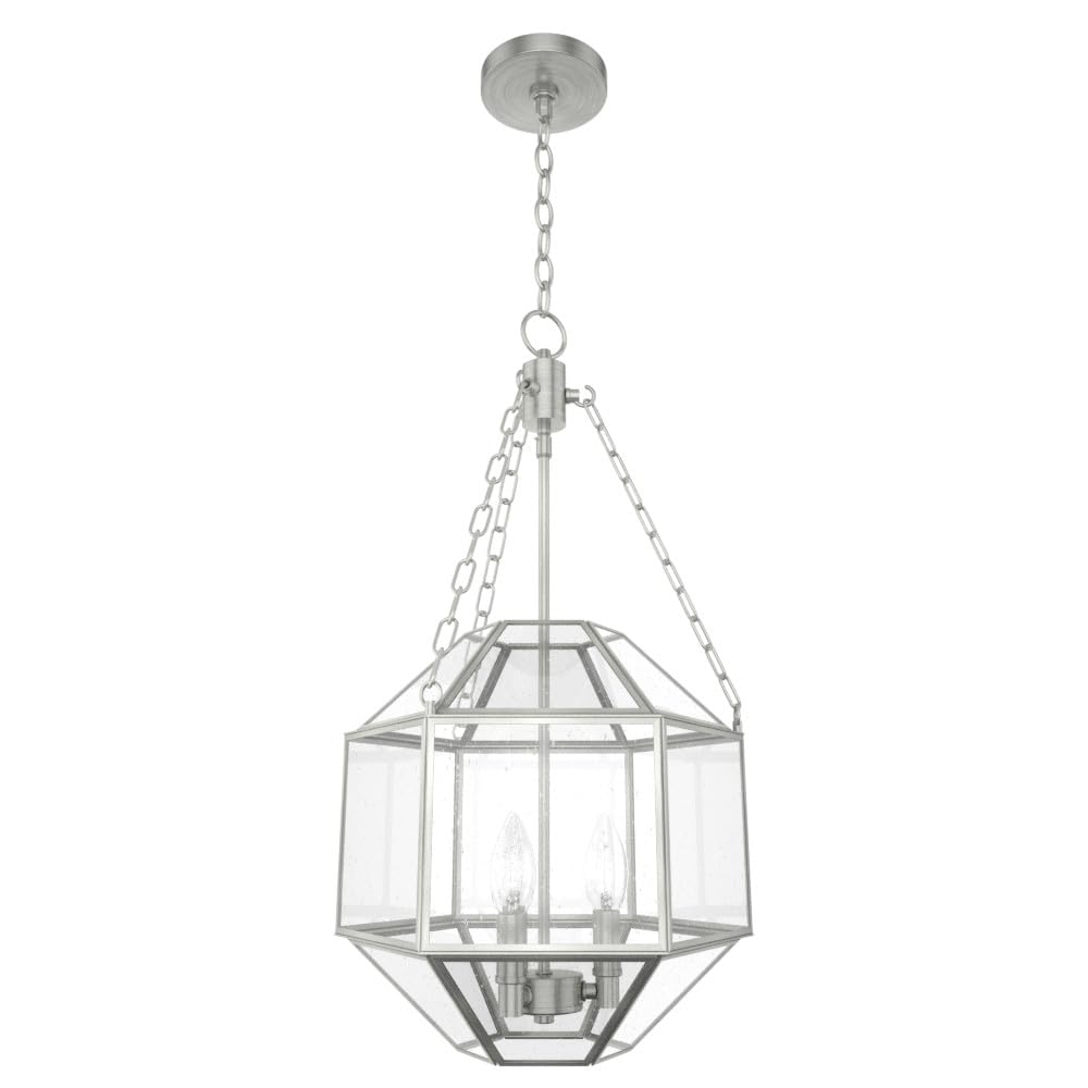 Hunter Fan Company 19368 Indria Brushed Nickel Pendant Light - Modern Ceiling Fixture for Kitchen, Dining Room & Bedroom Lighting