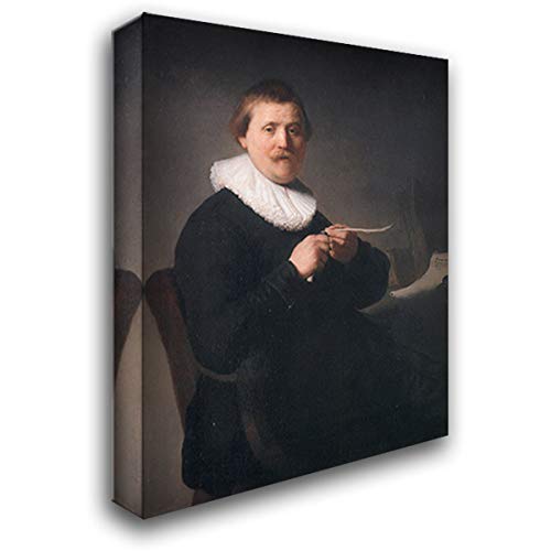 Rembrandt Man Sharpening A Quill 20x24 Gallery Wrapped Canvas Art Print - Premium Stretched Wall Decor for Living Room, Office & Study