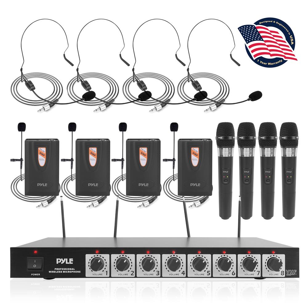 8 Channel Wireless Microphone System with UHF Frequency for Karaoke, Church, Events & Public Speaking - Professional Audio Equipment for Clear Sound