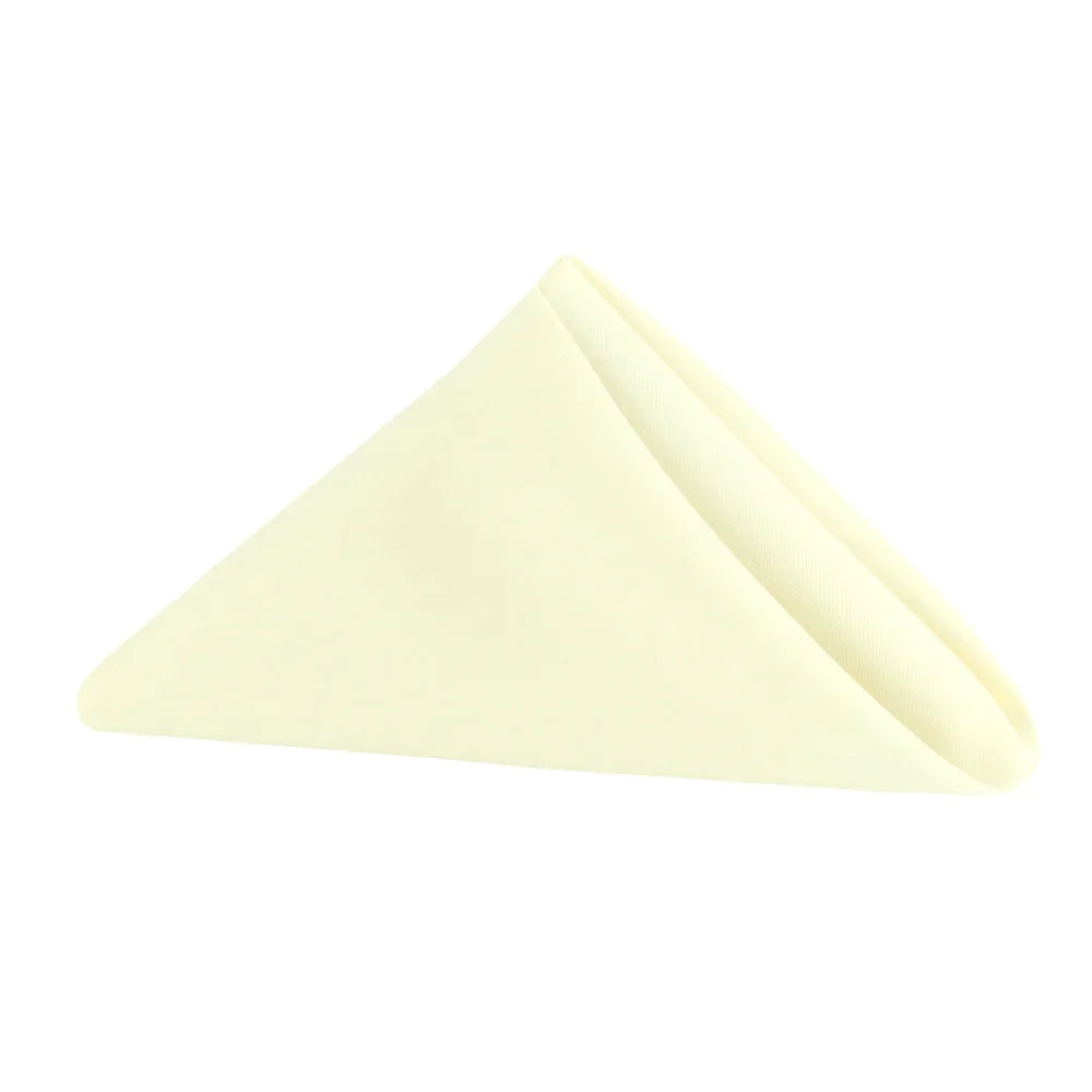 17x17 Inch Ivory Polyester Napkins - Bulk Pack of 50 - Soft & Durable for Restaurants, Weddings, and Events
