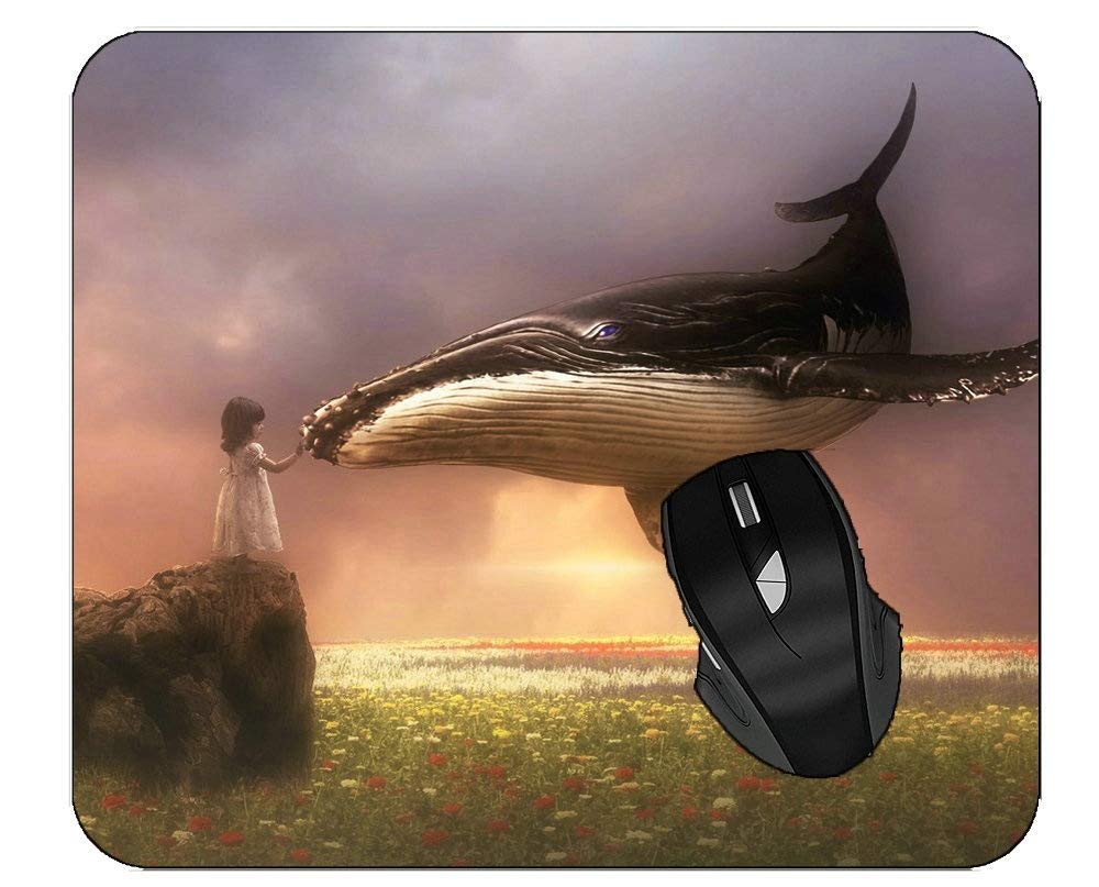 Cute Animal & Flower Whale Mouse Pad for Girls - Non-Slip Desk Mat for Computer, Gaming, Office & School Use