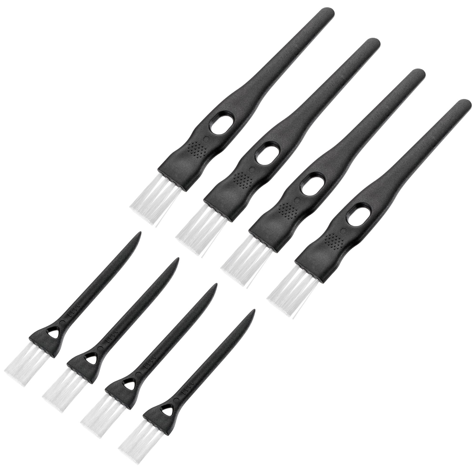 **MECCANIXITY Shaver Cleaning Brush Set - 2 Sizes with White Nylon Bristles for Keyboard, Window Tracks, Vent Outlets - Perfect for Home & Office Cleaning (8 Pack)**    *Use Cases: Ideal for grooming tools, electronics, home appliances, car vents, and detailed cleaning tasks.*