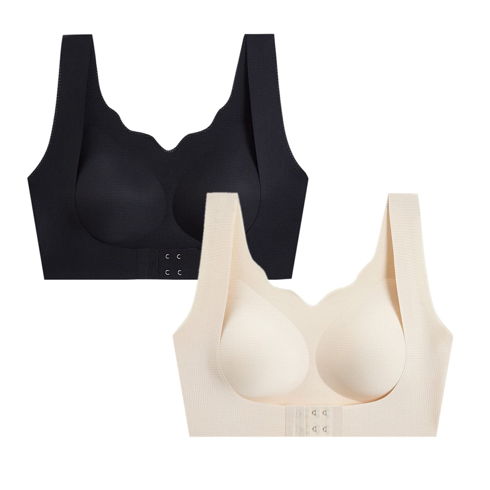 Seamless Bras for Women - 2 Pack Wireless Tank Top Bras with Thin Soft Pads, Full Coverage Comfort for Daily Wear & Sports | Perfect for Yoga, Gym & Lounge