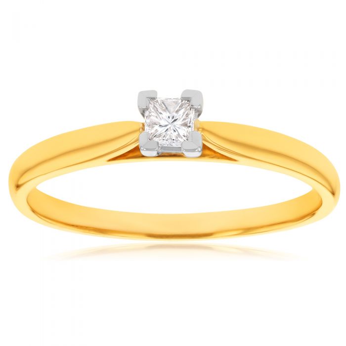 18ct Yellow Gold Solitaire Ring with 0.2 Carat Diamond - Elegant Engagement & Wedding Band for Women - Perfect for Proposals, Anniversaries & Special Occasions