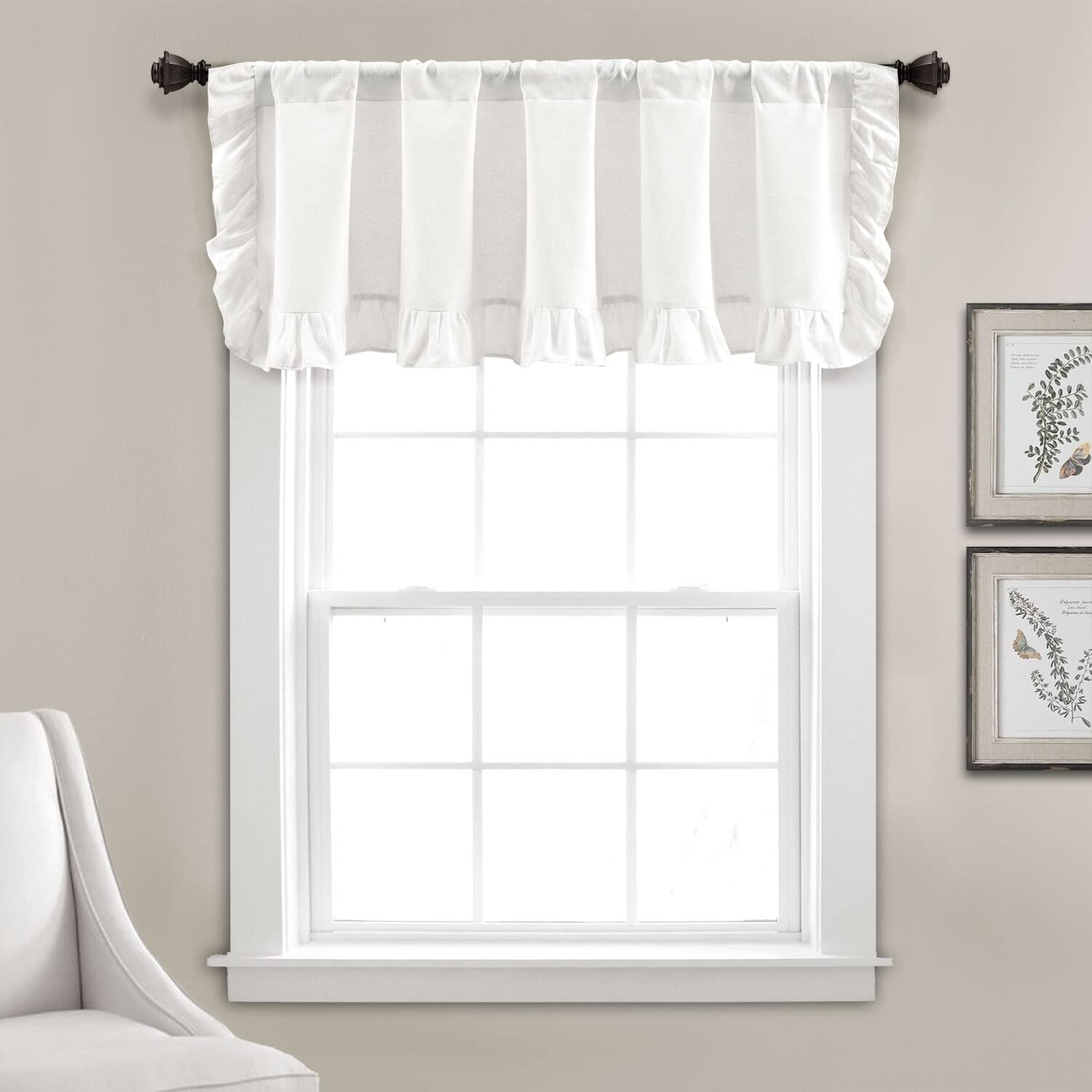 Lush Decor White Linen Ruffle Curtain Valance 58x18