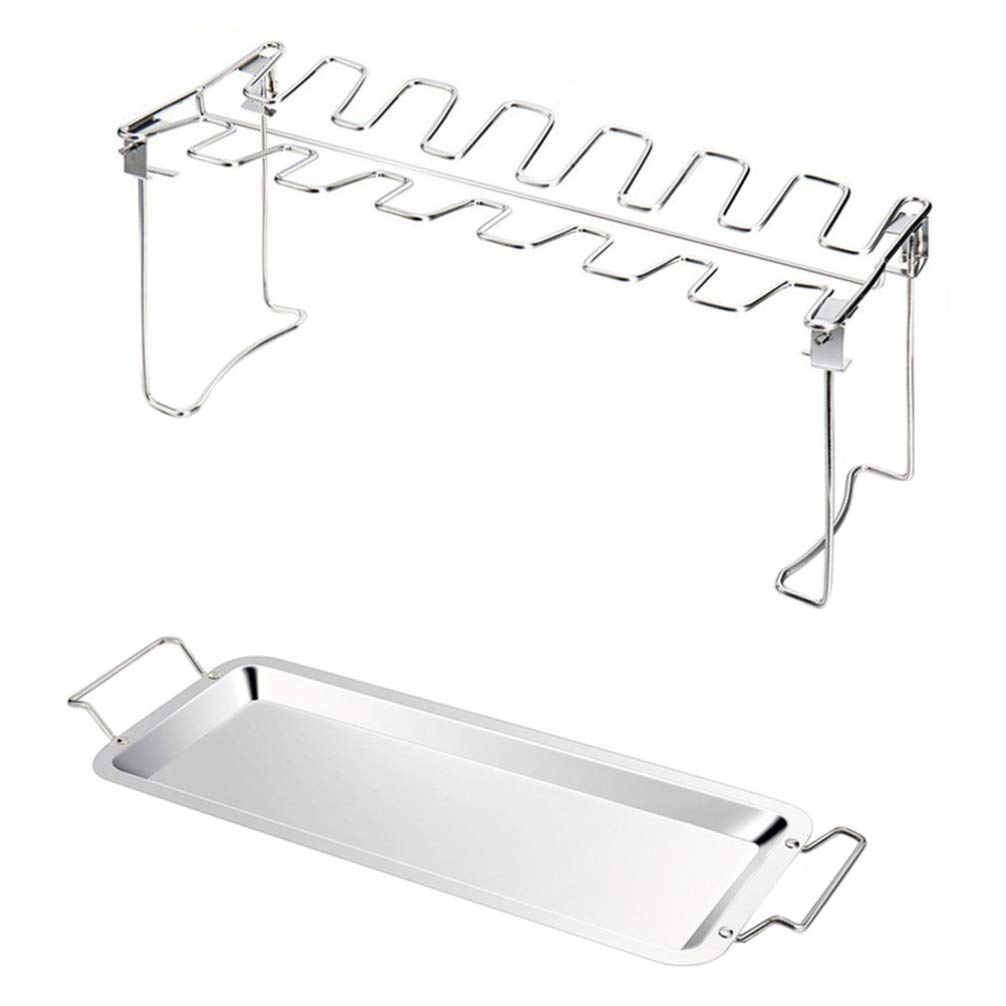 **Hemoton Stainless Steel Outdoor Griddle Grill - Nonstick Chicken Roaster Rack for Legs, Wings, Drumsticks | Perfect for BBQ, Turkey, Poultry & Meat | Ideal for Backyard, Camping & Picnic Grilling**