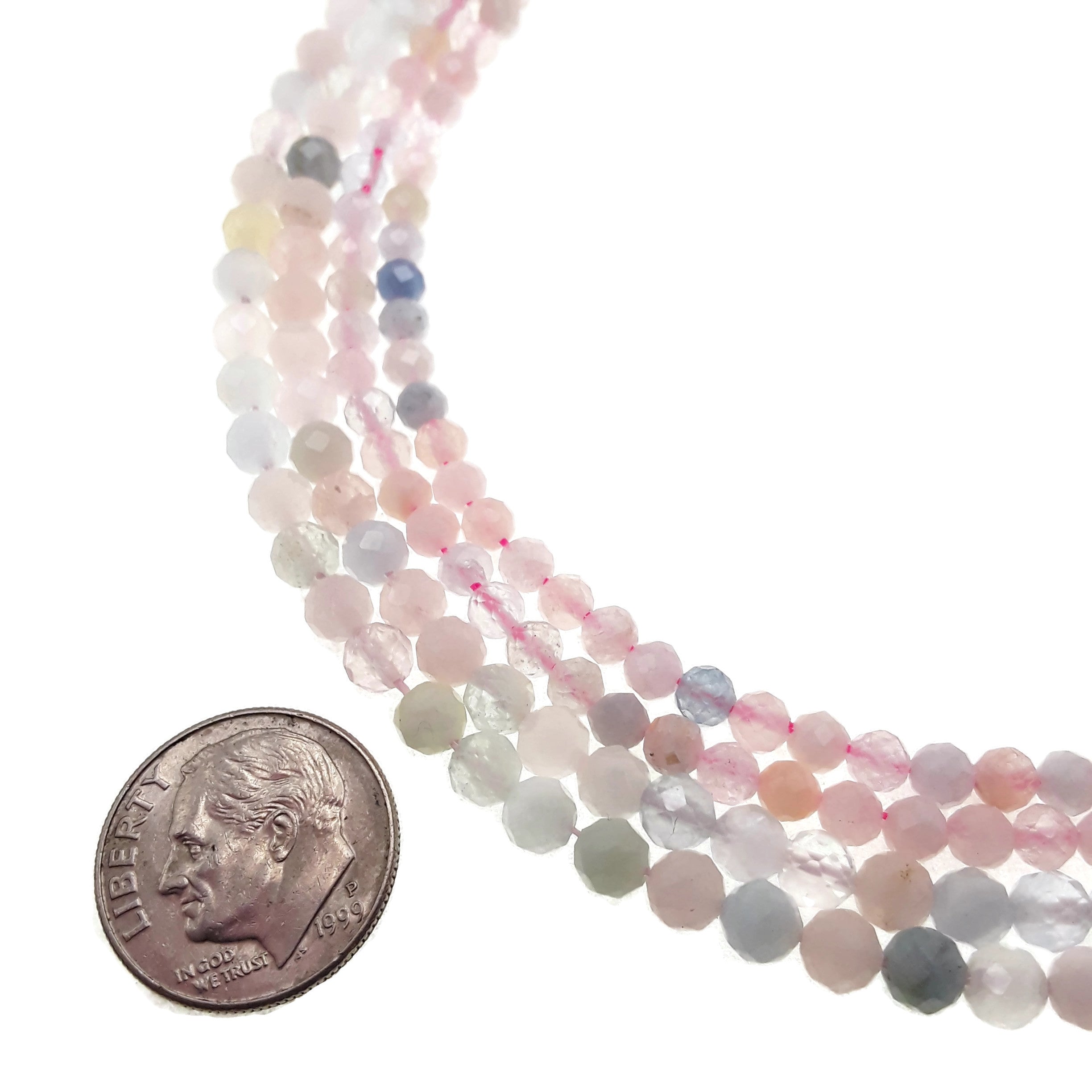 Morganite Faceted Round Beads 2mm 3mm 4mm 5mm - 15.5 Inch Strand for Jewelry Making, DIY Bracelets, Necklaces & Craft Projects