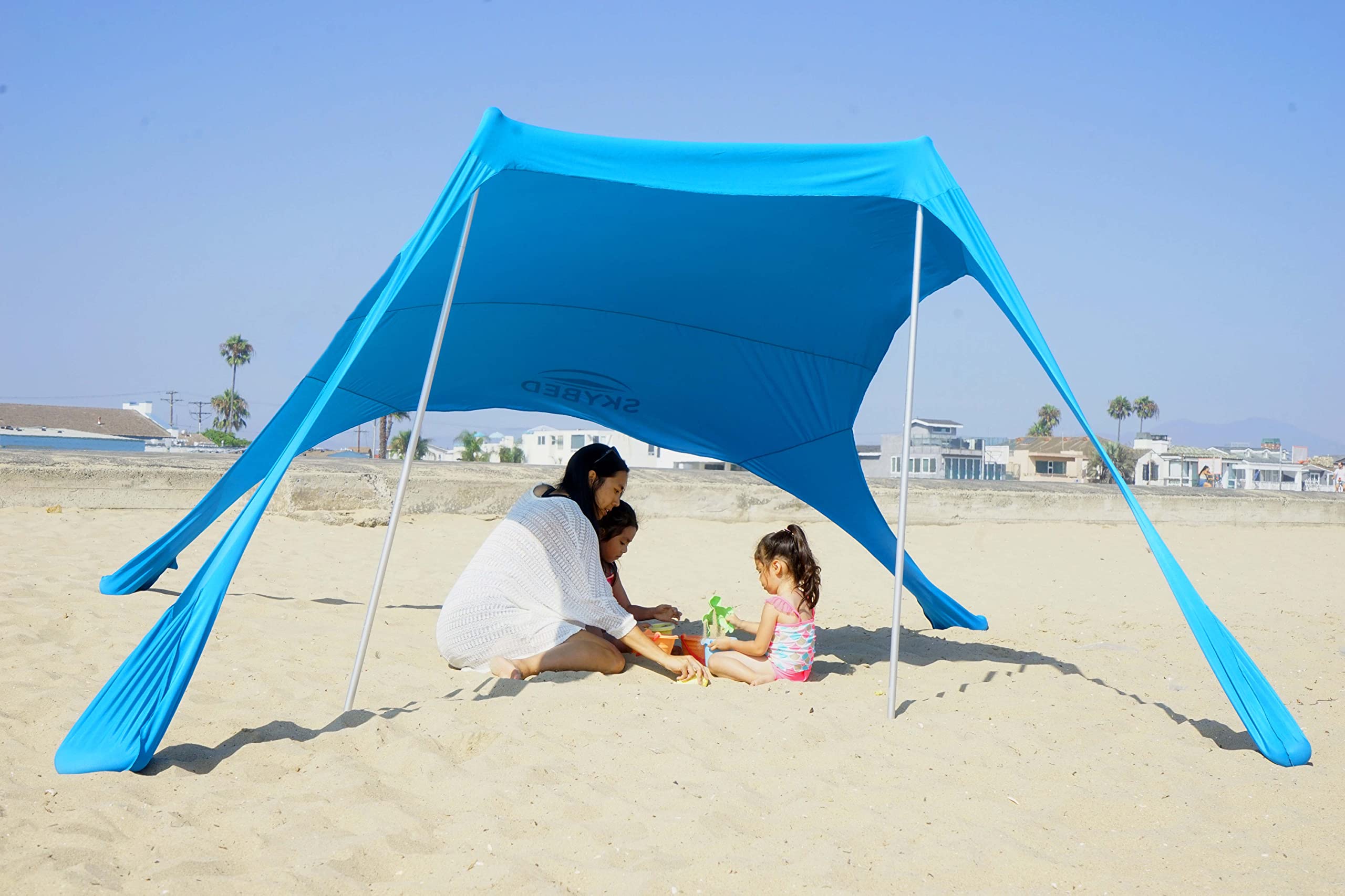 Shades Beach Sun Shelter - Lightweight & Durable Beach Shade with Easy Setup, No Rope Needed, Built-in Sandbags - Perfect for Family Outings, Picnics, and Beach Days