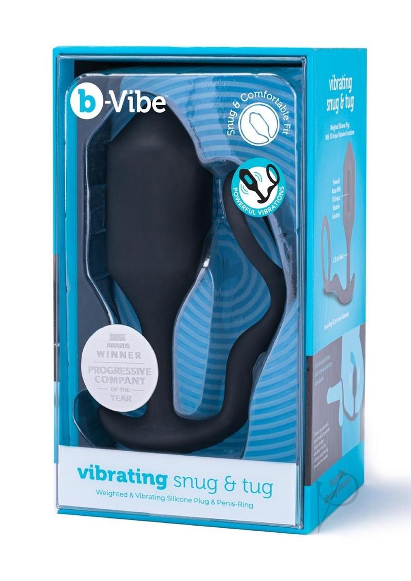 B Vibe Rechargeable Silicone Cock Ring & Anal Plug - Snug & Tug Vibrating Pleasure Toy for Couples (XLarge, Black) | Enhance Intimacy & Spice Up Your Sex Life