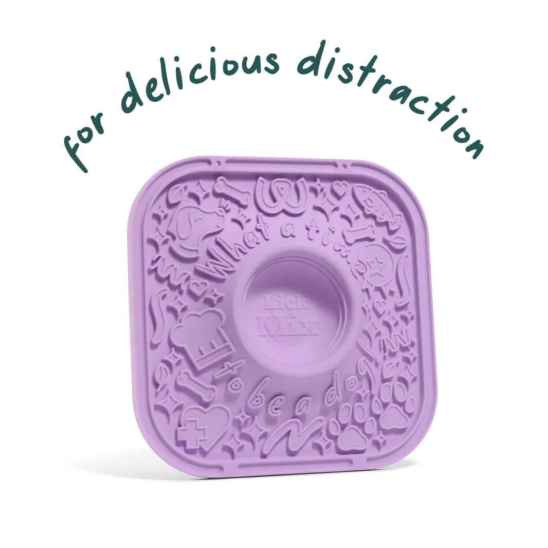 LickMat Lavender Lick Mat for Dogs - Non-Slip Suction Cup Base with Built-in Bowl | Perfect for Dog Anxiety Relief, Slow Feeding & Treat Dispensing | Great for Grooming, Mealtime & Calming Pets