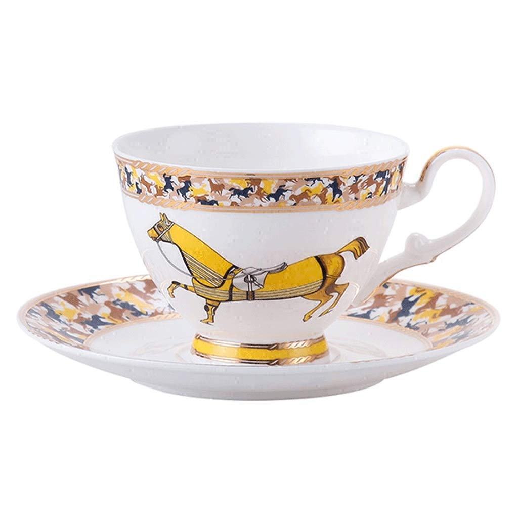 Premium European-Style Bone China Coffee Cup Set - Elegant Ceramic Tea & Coffee Mugs with Saucers for English Afternoon Tea, Home Decor, and Gifts - Floral Design Wanma Pentium Collection - Perfect for Daily Use, Office, and Special Occasions