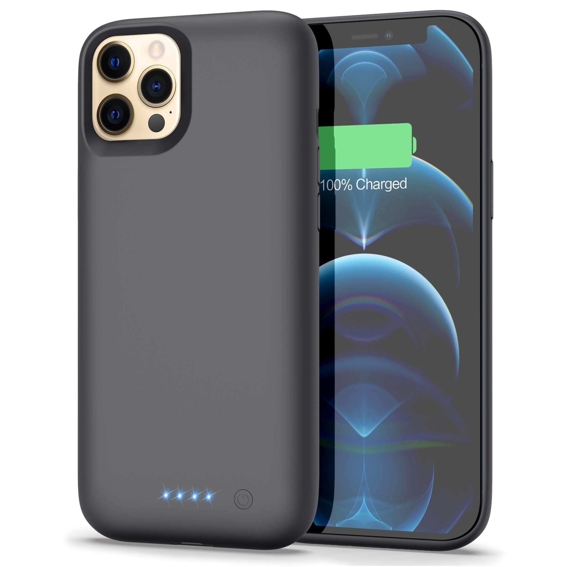 Pxwaxpy 7800mAh Extended Battery Case for iPhone 12 Pro Max (6.7 inch) - Portable Protective Charging Case with Rechargeable Backup Power - Perfect for Travel, Outdoor Activities & Emergency Charging - Black