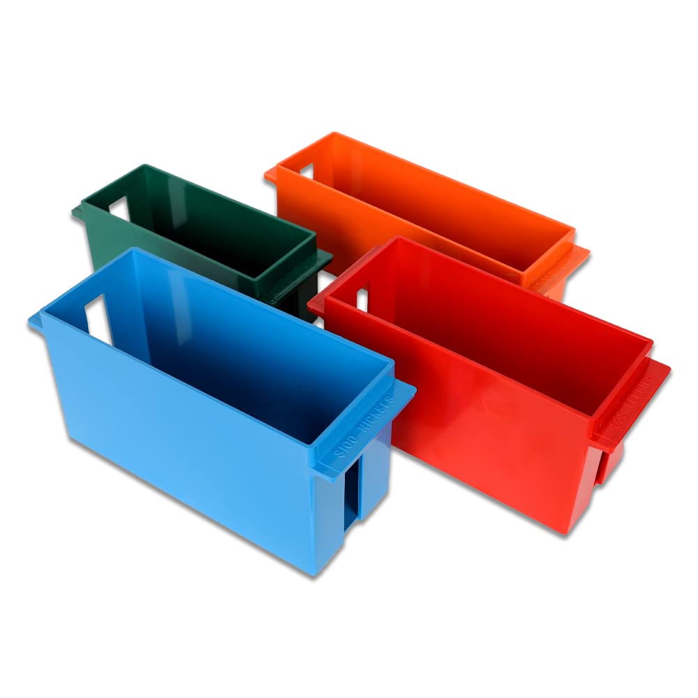 BankSupplies Large Capacity Coin Storage Trays Set - Organize Pennies, Nickels, Dimes & Quarters | Stackable Coin Sorting Box & Roll Holder for Easy Banking & Cashier Use | Perfect for Banks, Retail Stores & Home Coin Collectors
