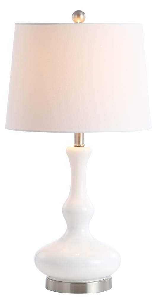 SAFAVIEH Kellen 26-inch Modern Contemporary Table Lamp - White/Nickel Finish, LED Bulb Included - Perfect for Bedroom, Living Room, Home Office & Nightstand Lighting