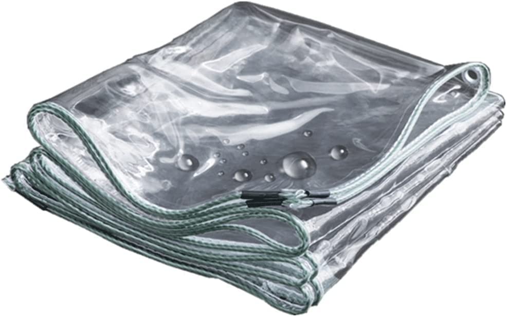Clear Waterproof Poly Tarpaulin with Grommets - 2x2m Transparent Rainproof Tarp for Garden Cover, Plant Protection, Camping & Outdoor Shelter - Durable Shed Cloth for Weatherproofing, Pool Cover, Equipment Protection