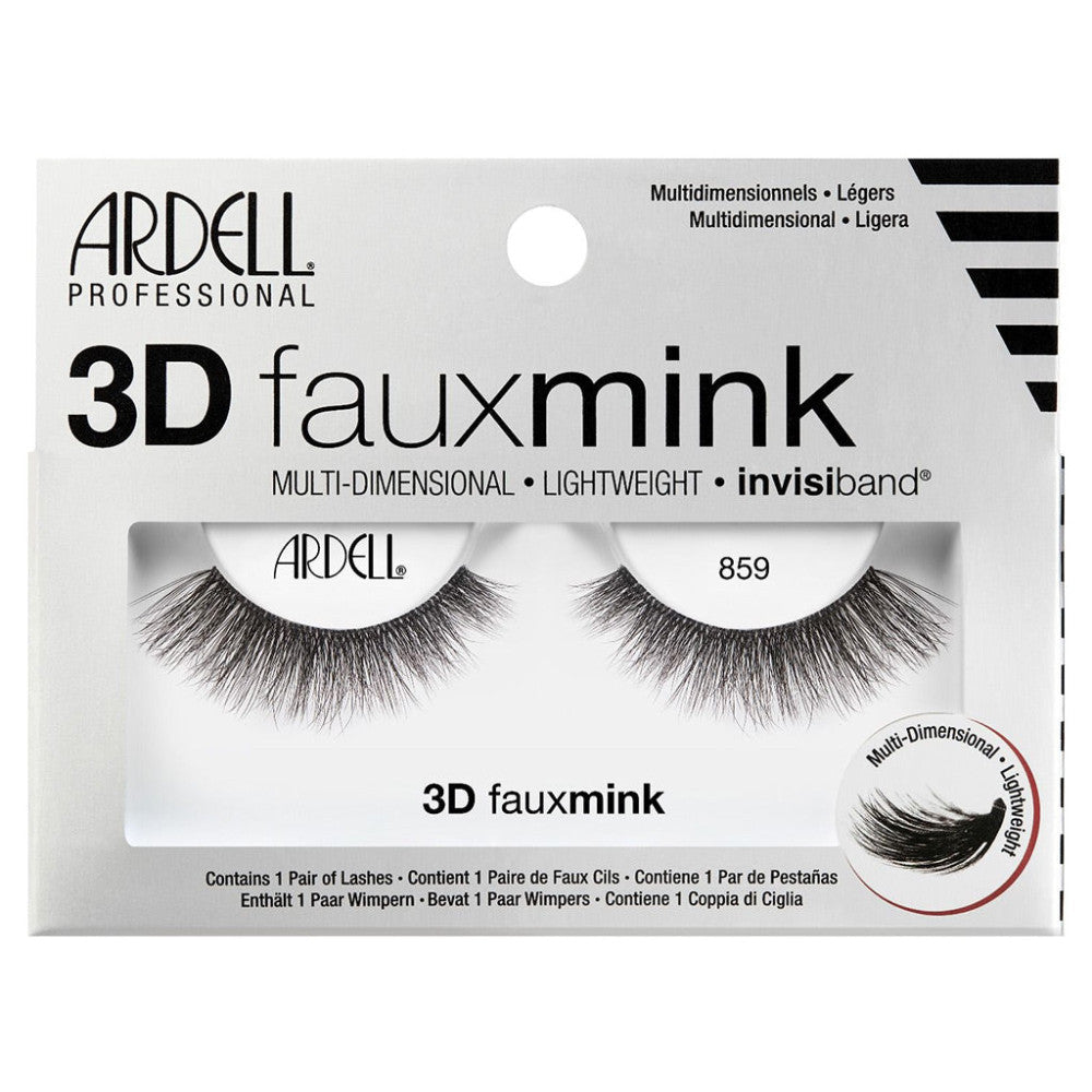Ardell 3D Faux Mink Lashes 859 - Natural Looking False Eyelashes for Volume & Length | Perfect for Parties, Weddings & Everyday Glam