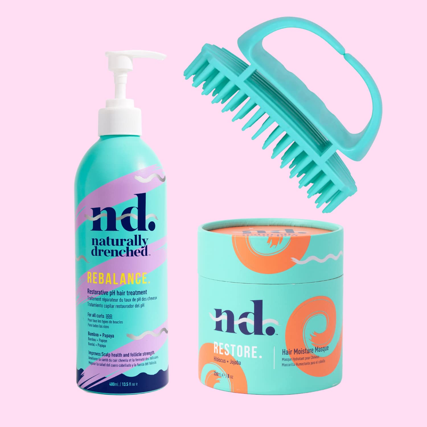 Rebalance Pre-Conditioner Hair Treatment | Moisture Restoring Hair Masque | Scalp Massager for Hair Growth | Perfect for Dry, Damaged Hair & Relaxing Spa Days