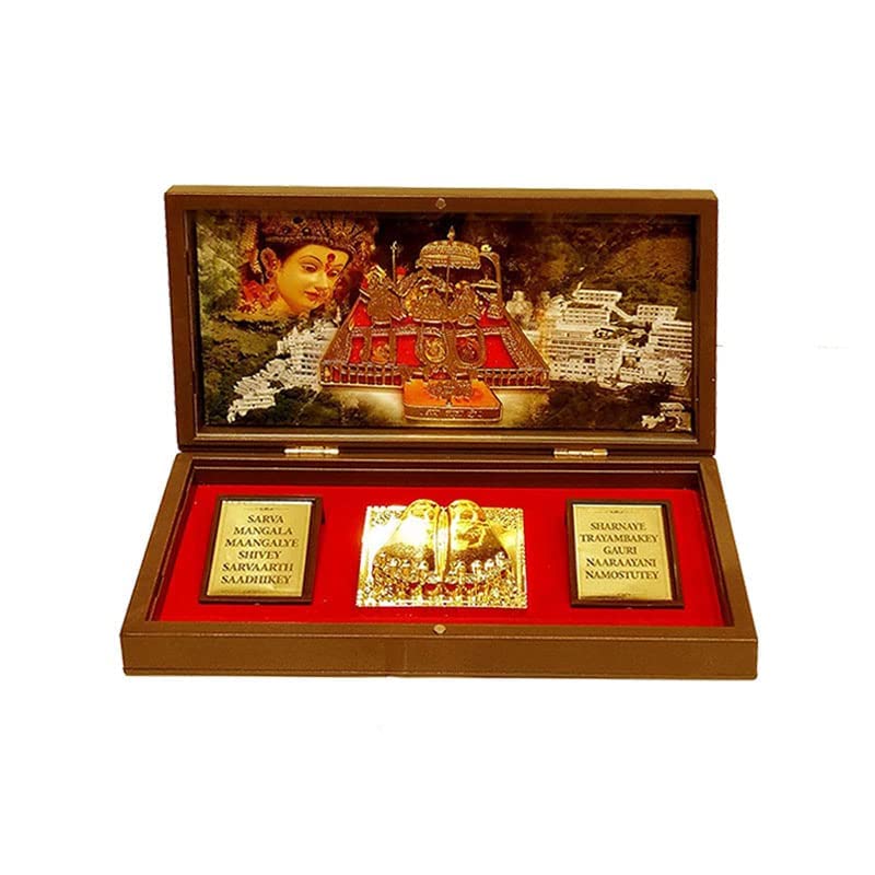 Vaishno Devi Wooden Box with Sandalwood Fragrance - Handcrafted Pooja Gift Set for Home Temple & Spiritual Worship | Perfect for Hindu Rituals, Meditation & Divine Blessings