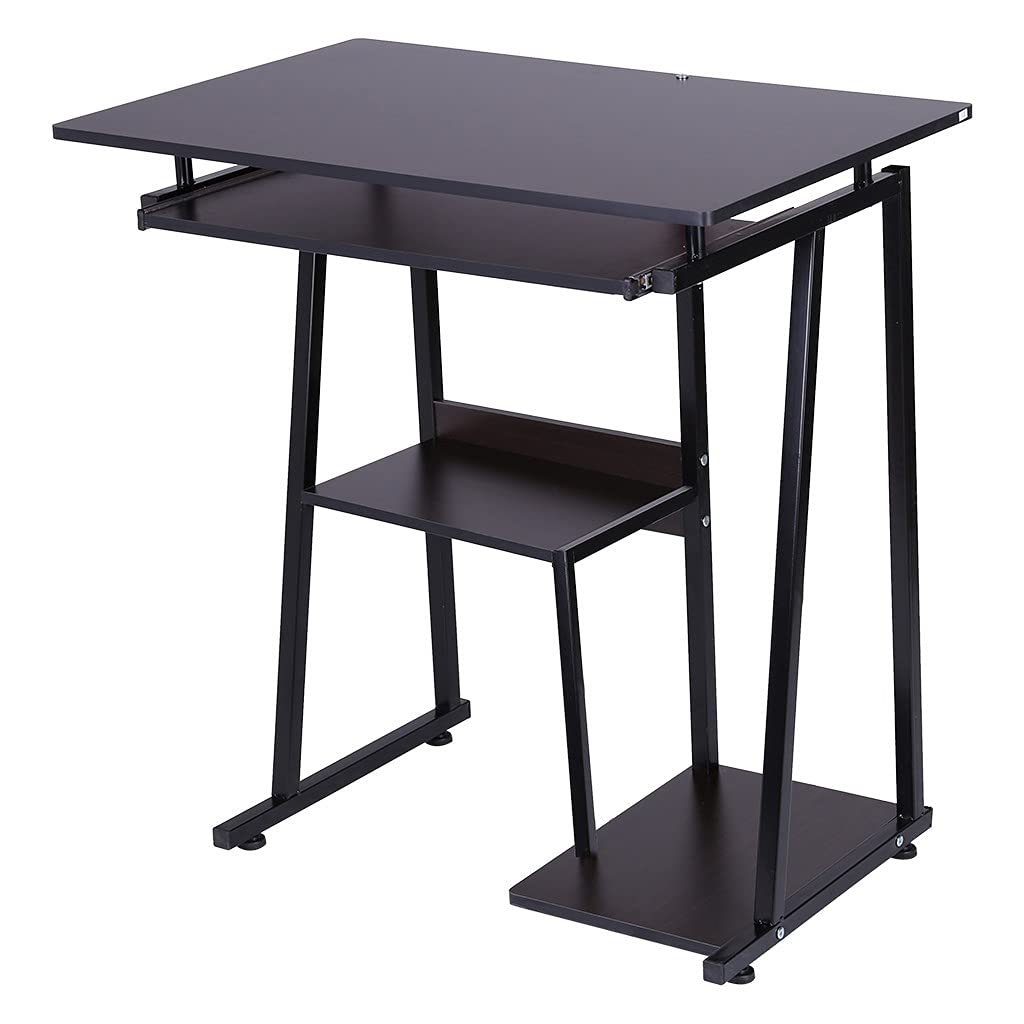 TUTAVIAW Black Computer Desk with Keyboard Tray - Modern Home Office Desk, Study Table & Gaming Desk for Small Spaces | Perfect for Remote Work, Online Classes & PC Gaming (Black)