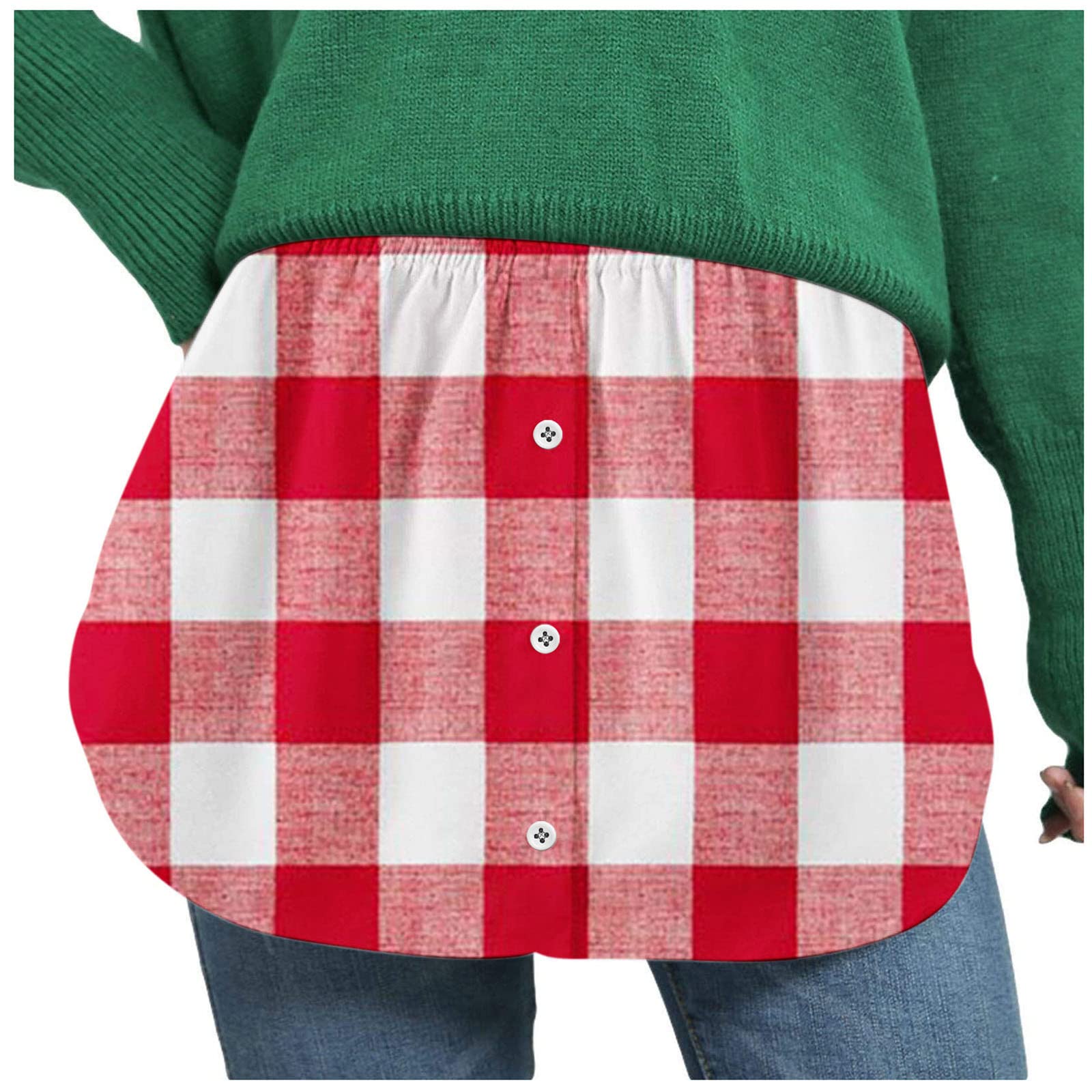 Women's Plus Size Plaid Print Shirt Extender - Fake Hem Layering Top for Mini Skirts & Sweep Shirts | Perfect for Office Wear, Casual Outfits & Layered Fashion Looks