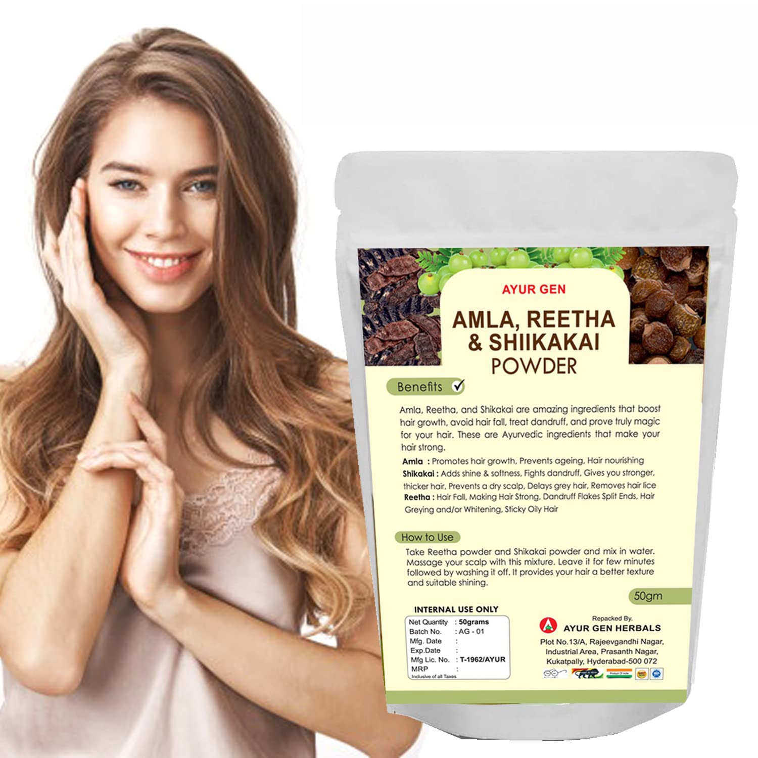 Organic Amla Reetha Shikakai Powder for Hair Growth - Ayurvedic Herbal Hair Pack for Strong Scalp & Shiny Hair | Natural Hair Care Treatment for Dandruff, Dryness & Split Ends | Perfect for Daily Hair Wash & Deep Conditioning