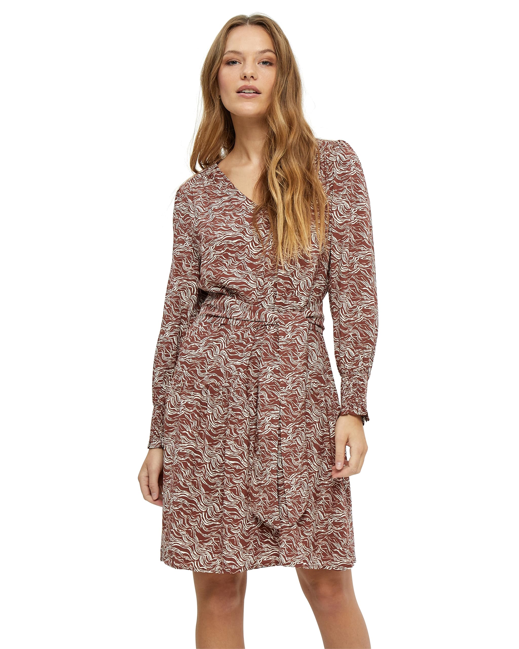 Lavena Women's Long Sleeve Wrap Dress - Elegant Short Flowy Midi Dress for Casual Outings, Date Nights & Office Wear