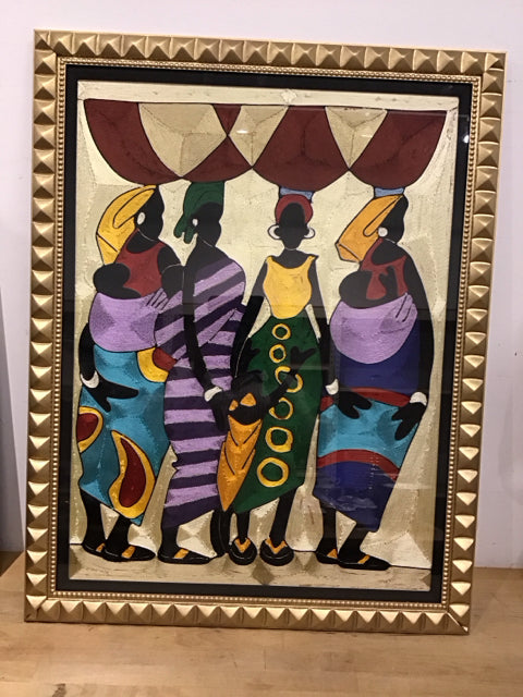37x29 Inch Four Ladies and Babies Thread Art Wall Decor - Perfect for Nursery, Living Room, and Bedroom Home Decoration