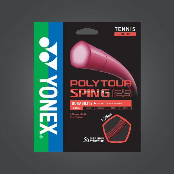 Yonex Polytour Spin G 125 Tennis Strings - High Spin Performance Polyester String for Tennis Rackets (Red) | Perfect for Competitive Play & Advanced Players