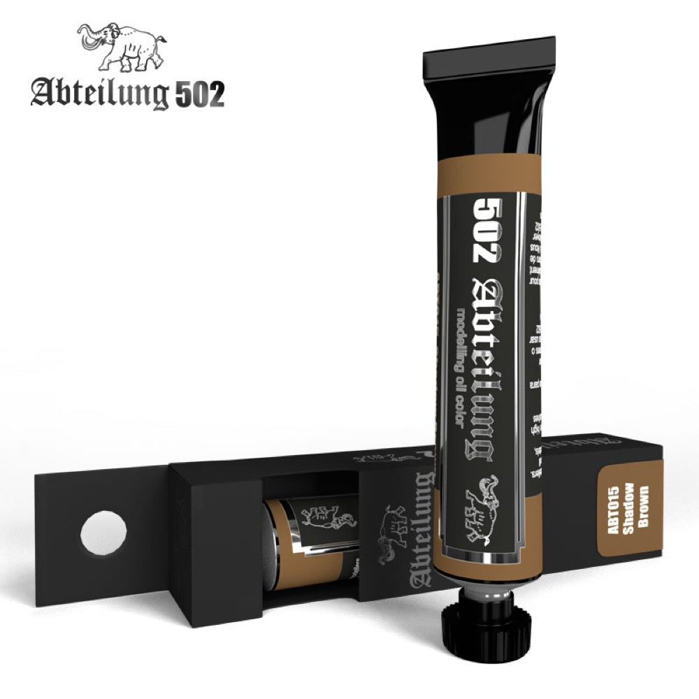 Abteilung 502 015 Shadow Brown Oil Paint for Miniature Models - 20mL Tube - Perfect for Warhammer, Dioramas & Scale Modeling Projects