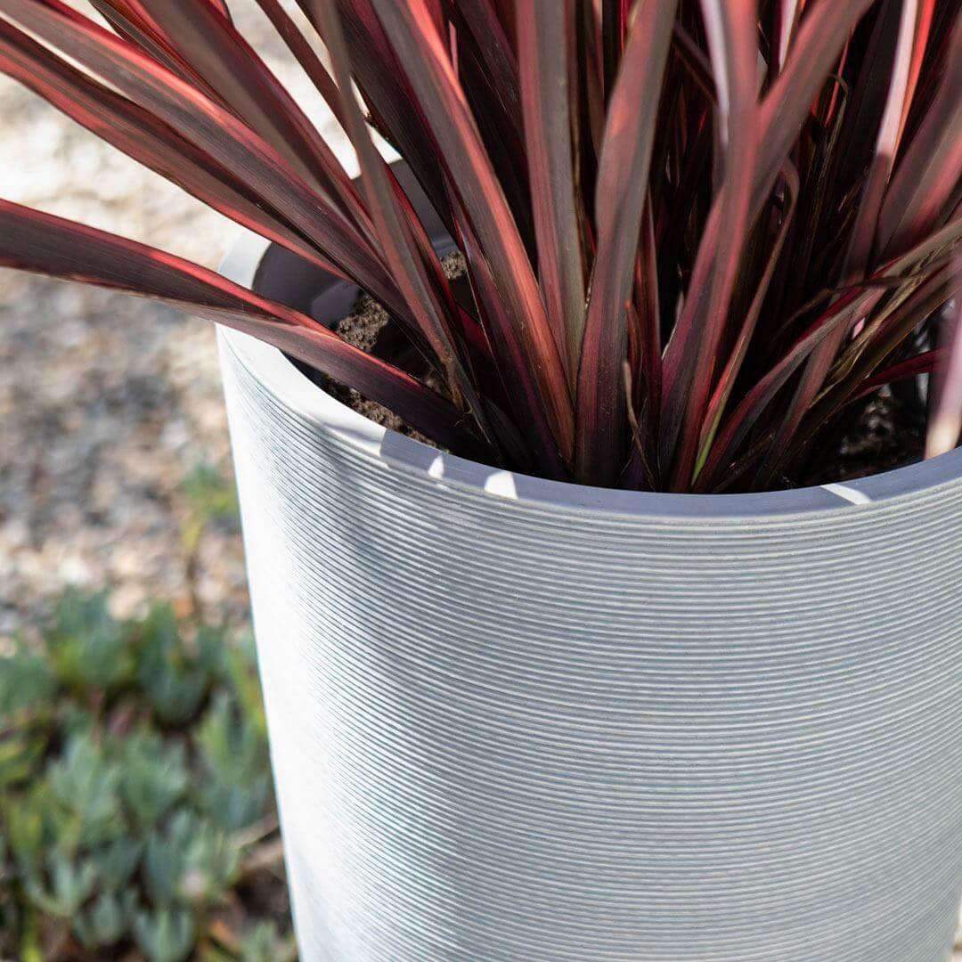 Large Modern Grey Round Planter - 28 Inch Decorative Indoor/Outdoor Flower Pot for Home Garden, Patio, and Office Decor