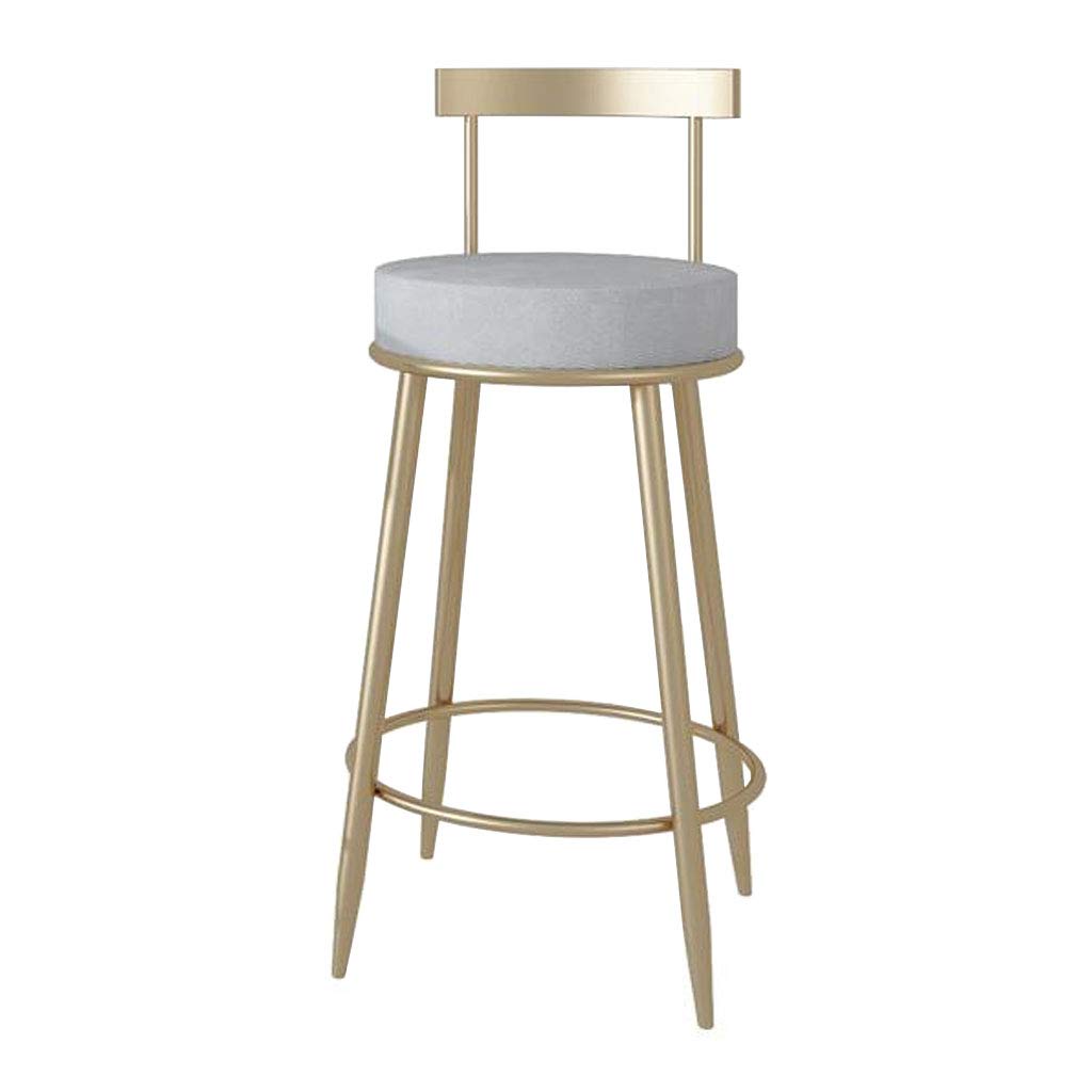 Grey Velvet Upholstered Bar Stools - Armless Kitchen Counter Stools with Back Support, 25.6 Inch Extra Height Round Island Stool with Gold Metal Legs for Modern Dining & Kitchen Decor