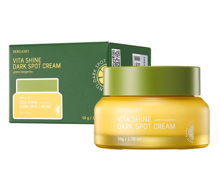 BERGAMO Green Tangerine Vita Shine Dark Spot Cream 50g - Korean Anti-Aging Face Moisturizer for Wrinkles & Brightening | Perfect for Daily Skincare Routine & Nighttime Dark Spot Treatment