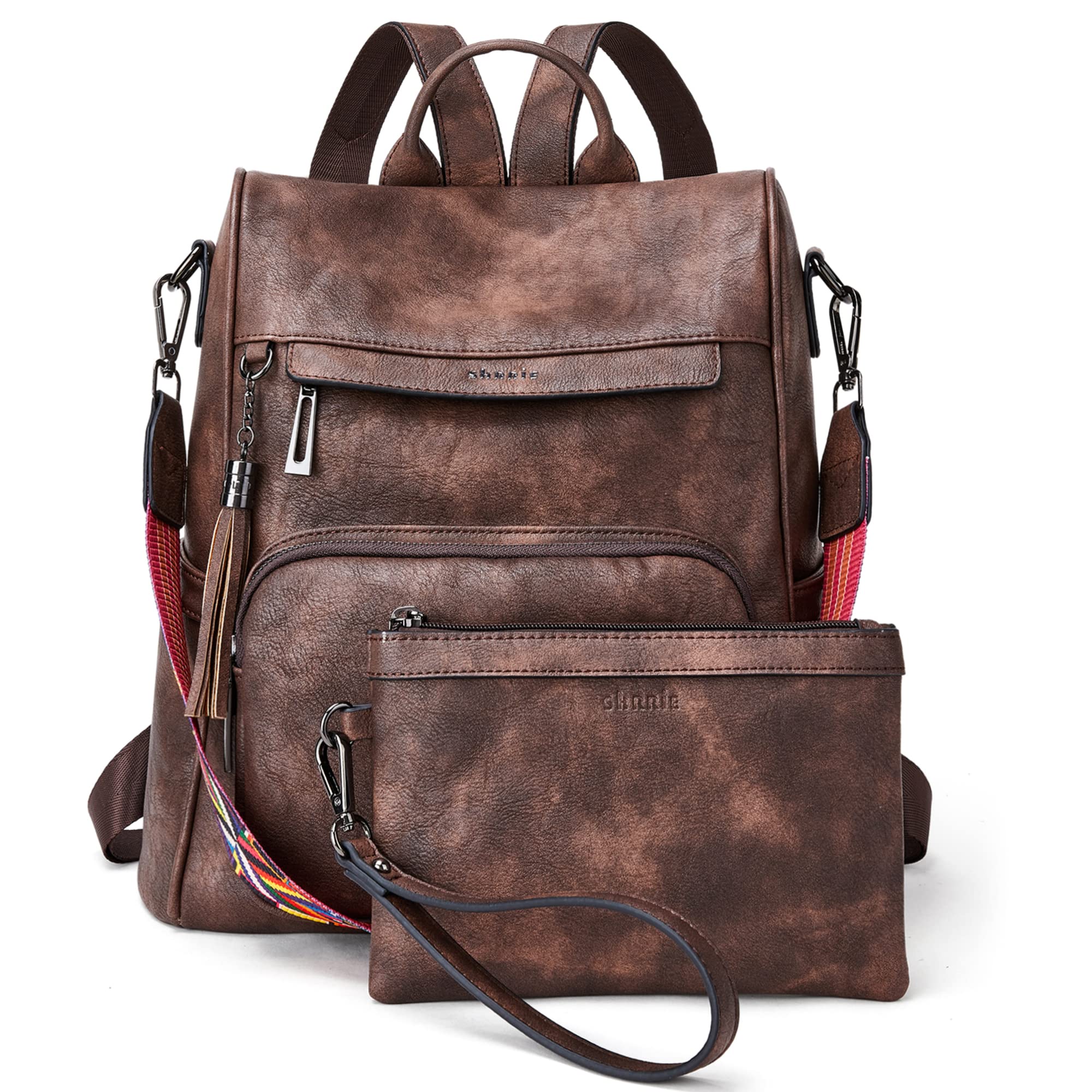 Shrrie Women's PU Leather Anti-Theft Travel Backpack Purse - Stylish Shoulder Bag with Tassel for Work, College & Daily Commute