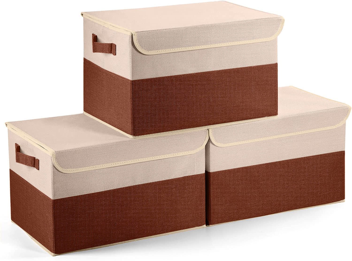 Foldable Storage Bins with Lids - 3-Pack Organizers for Toys, Clothes & Books - Home & Office Use