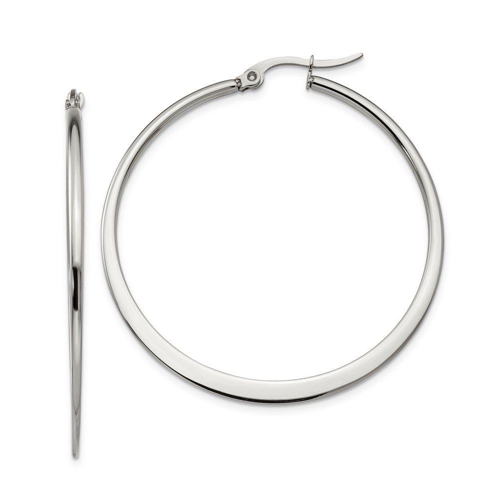 Stainless Steel 43mm Hoop Earrings for Women - 2mm Thick Durable Hypoallergenic Jewelry - Perfect for Everyday Wear, Parties & Gifts