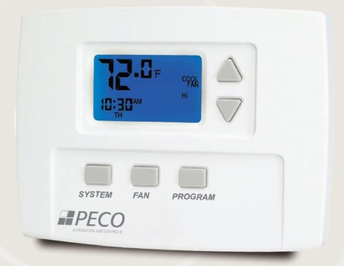 Peco TB180-001 3 Speed Staged Fan Programmable Thermostat - Line Voltage, 1H/1C, White - Perfect for Home, Office & Commercial HVAC Systems