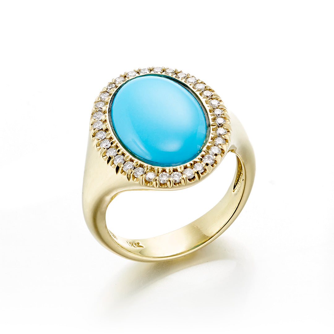 Exquisite Oval Turquoise & Diamond Halo Ring - 925 Sterling Silver Vintage Style Jewelry for Women - Perfect for Engagement, Anniversary & Special Occasion Gifts