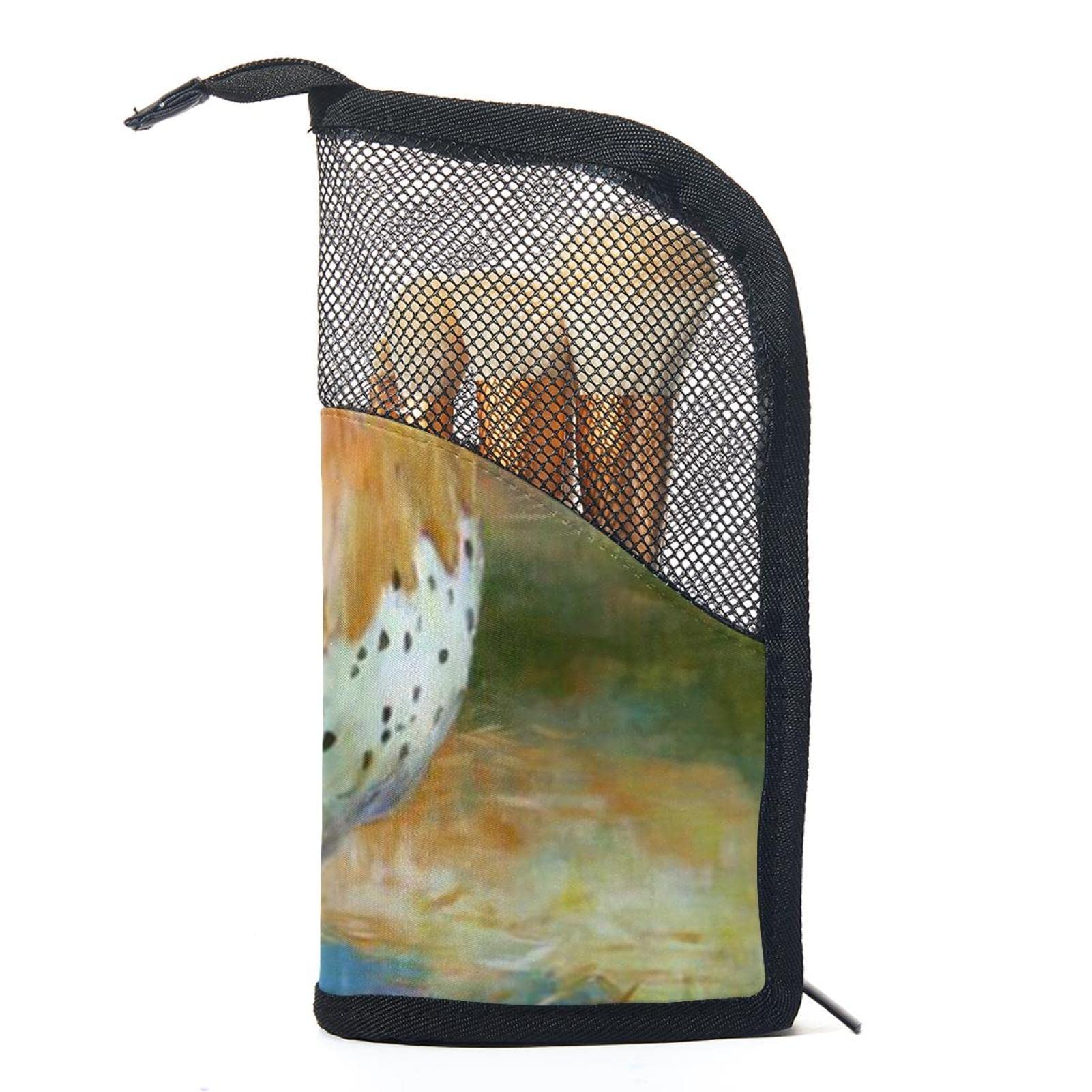 12-Piece Makeup Brush Organizer Bag with Colorful Rooster Design - Portable Cosmetic Brush Holder Case for Travel, Home & Professional Makeup Storage