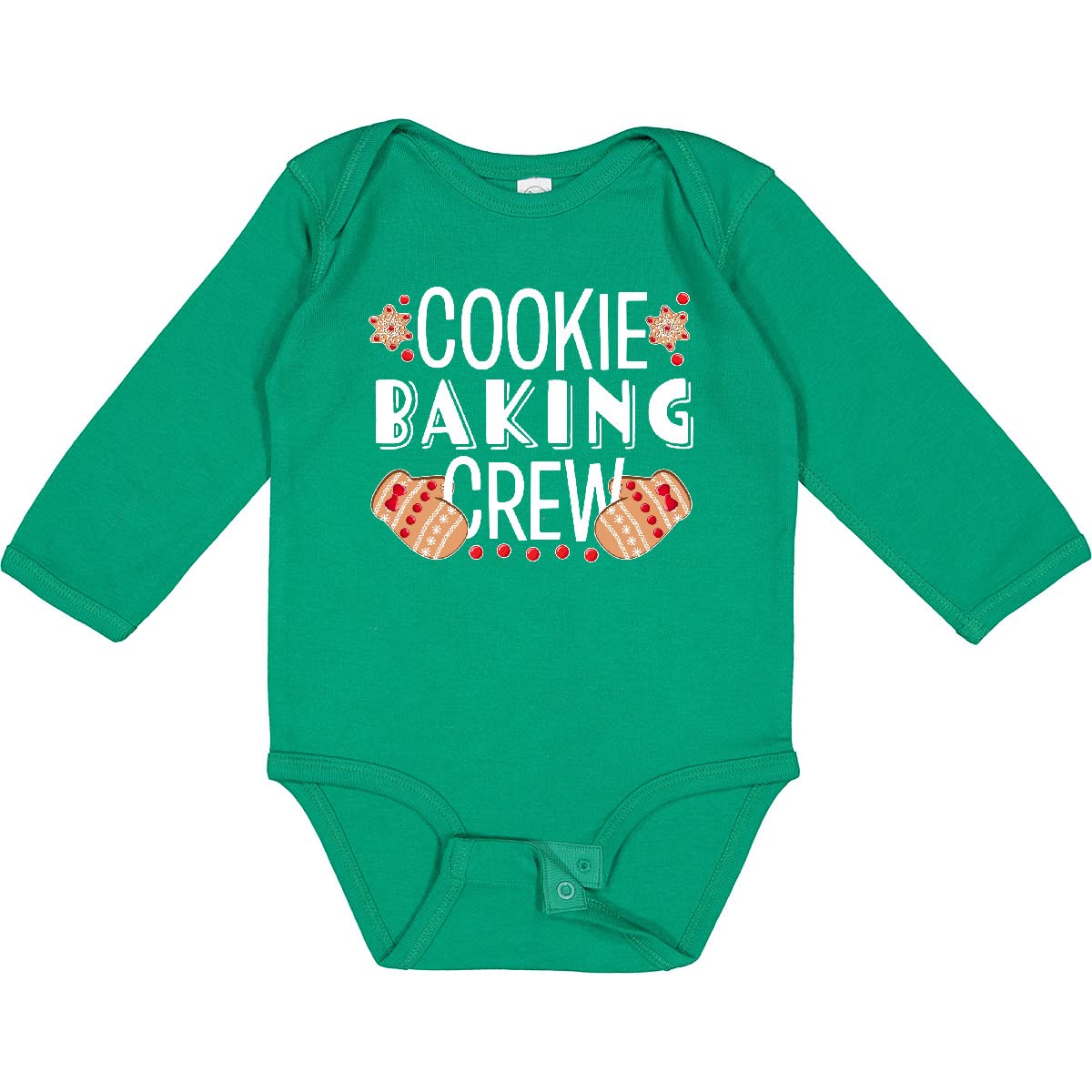 Inktastic Christmas Cookie Baking Crew with Oven Mitts - Long Sleeve Baby Bodysuit for Holiday Baking & Family Gatherings