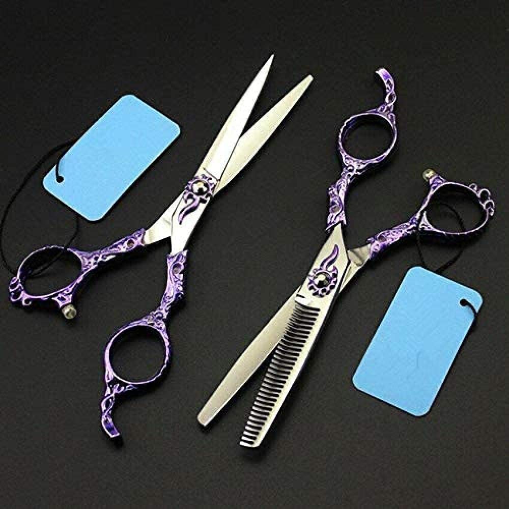 Professional Barber Scissors 6 Inch - Purple Hair Cutting & Thinning Shears for Stylists, Salon & Home Use - Sharp Stainless Steel Hairdressing Scissors for Precision Haircuts & Trims