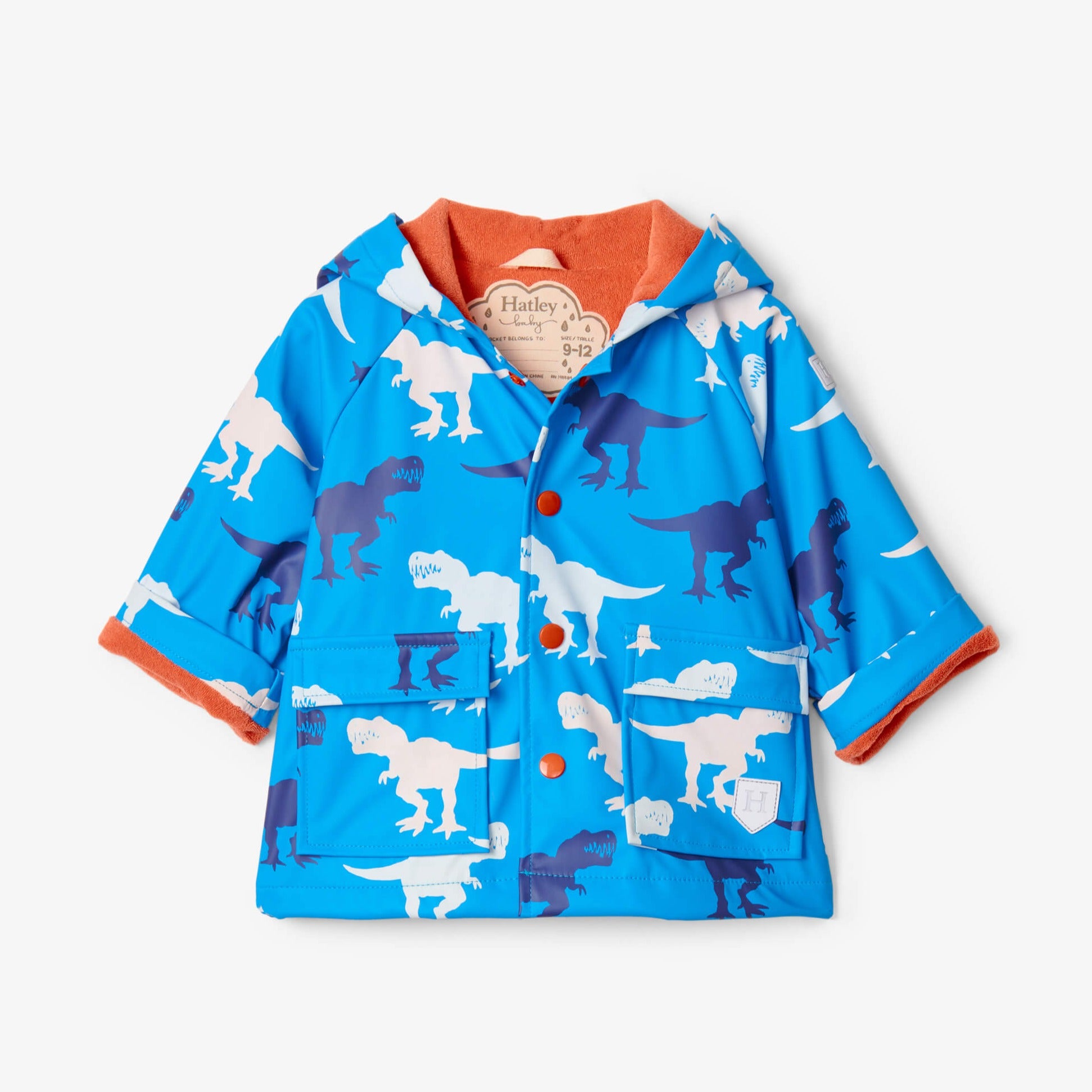 Hatley Giant T-Rex Color Changing Raincoat for Kids - Fun Dinosaur-Themed Waterproof Jacket for Outdoor Play & Rainy Day Adventures
