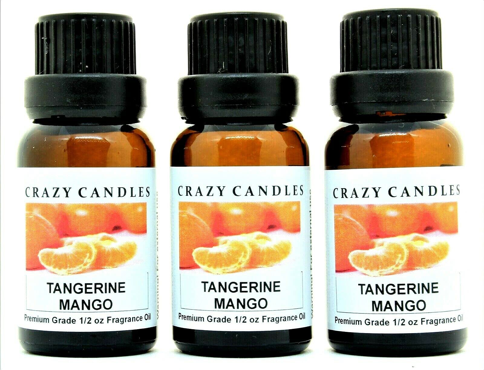 Premium Tangerine Mango Scented Fragrance Oil - 3 Pack (1/2 FL Oz/15ml Each) for Candles, Soaps & Diffusers | Aromatherapy & Home Fragrance