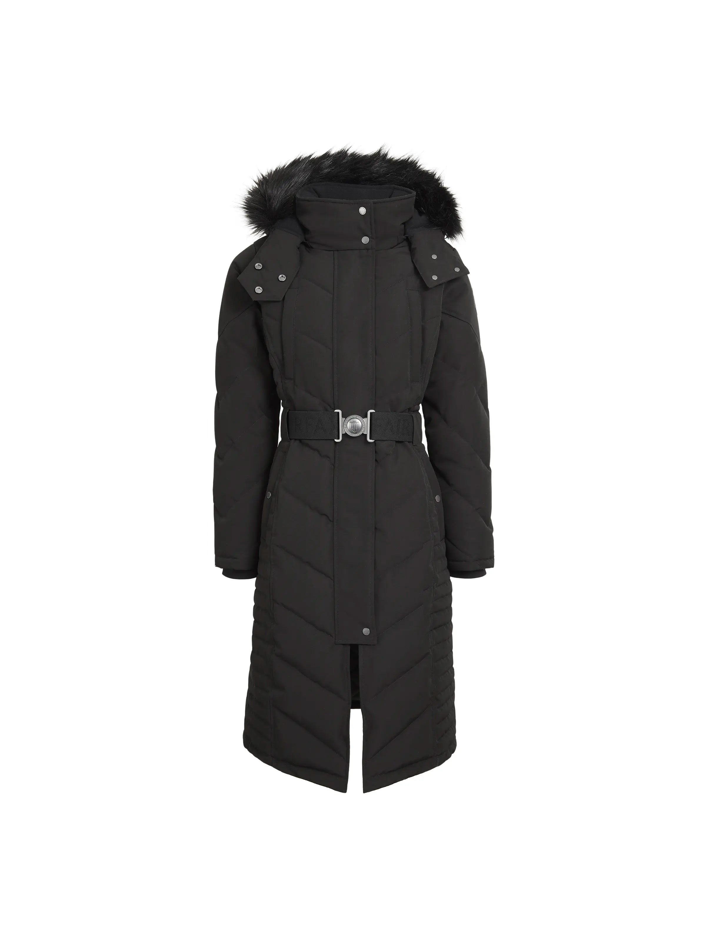 Charlotte Padded Longline Coat for Women - Warm Winter Jacket with Hood, Black - Perfect for Cold Weather, Outdoor Activities & Fashion Layering