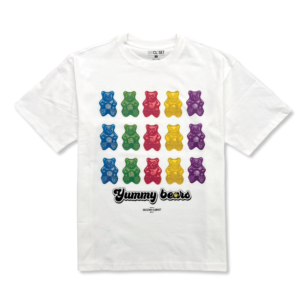 2ND CLOSET Yummy Bears Printed T-Shirt - White Graphic Tee for Women | Cute Cartoon Bear Design | Casual Streetwear & Everyday Outfit