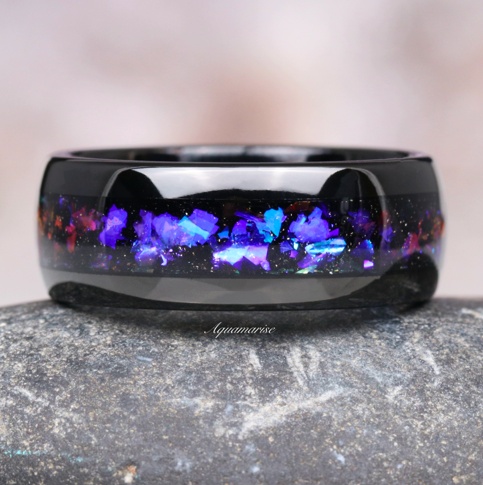 Orion Nebula™ 8MM Black Tungsten Wedding Band for Men - Durable Comfort Fit Ring for Engagement, Anniversary & Everyday Wear