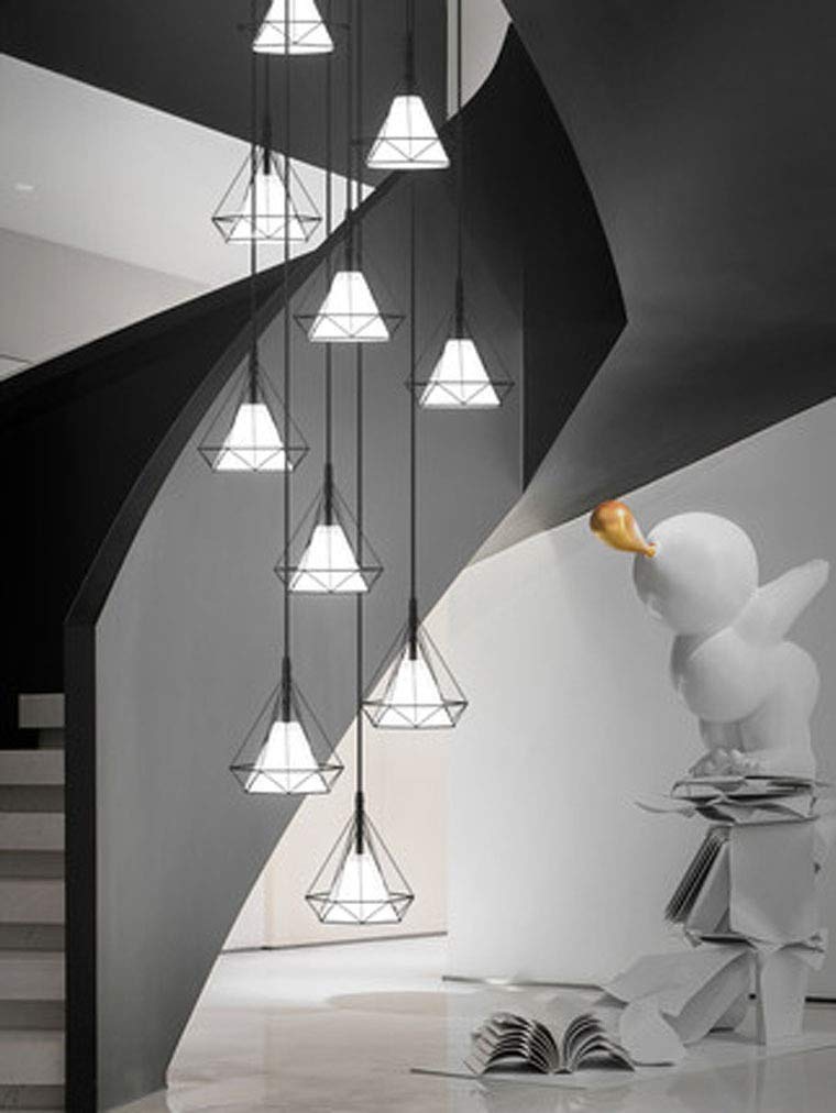 YASEking Modern Minimalist Nordic Diamond Chandelier - 6 Head White Crystal Ceiling Light for Dining Room & Living Room | Elegant Lighting for Home Decor, Parties & Romantic Dinners