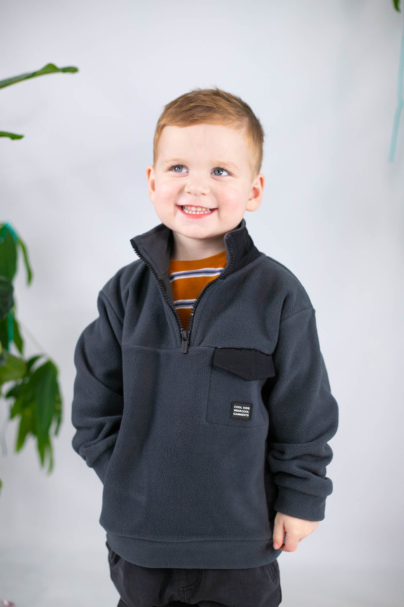 Charcoal Quarter Zip Fleece Pullover for Toddler Boys - Warm & Cozy Winter Layering Top for Outdoor Play & Casual Wear