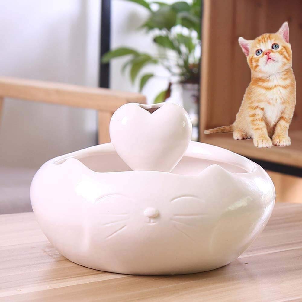 XLAHD Ceramic Cat Water Fountain - Ultra Quiet Automatic Pet Water Dispenser with Circulation Filter, Anti Dry Burn Design (Blue) - Perfect for Home, Office, and Multi-Cat Households