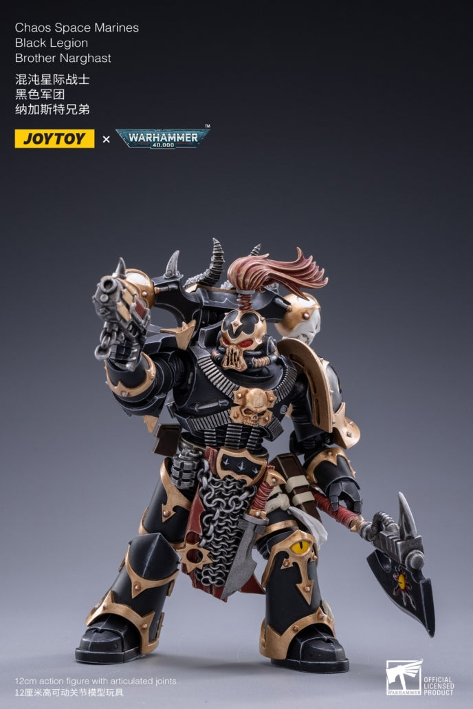 JOYTOY 1/18 Scale Warhammer 40K Chaos Space Marines Black Legion Narghast Action Figure - Collectible Model for Tabletop Gaming & Display